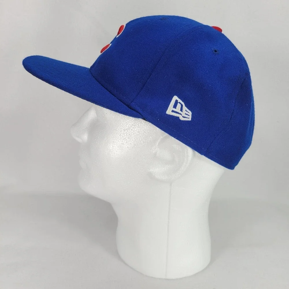 Chicago Cubs Baseball Hat Cap Mens 7-1/8 Blue New Era 59Fifty Fitted Wide Brim